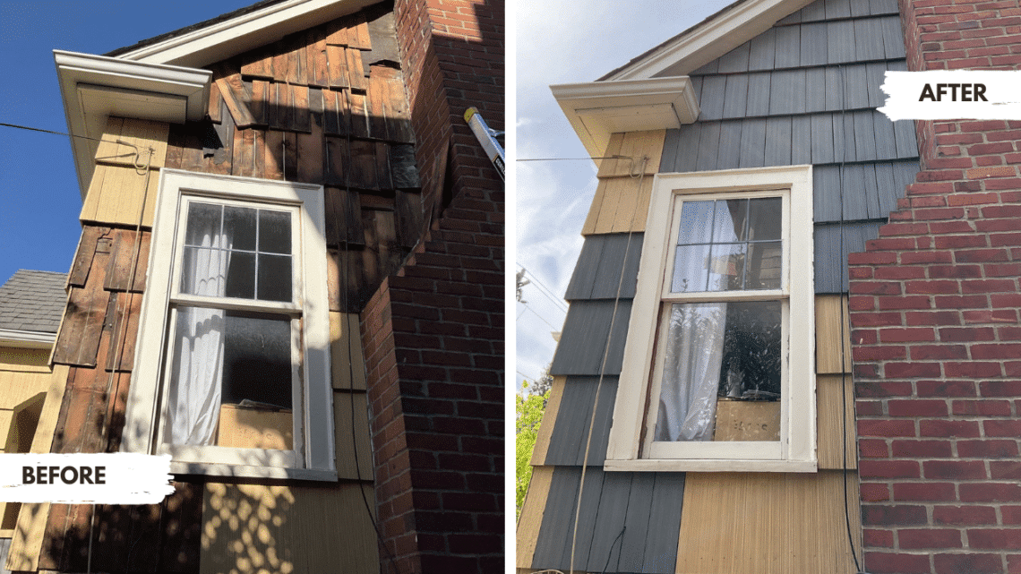 Before and after carpentry repair project in Seattle